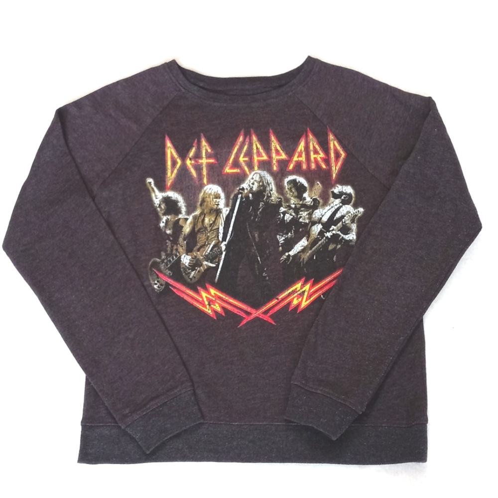 Def Leppard Band Brown Long Sleeve Concert Sweatshirt Women’s Top XS - Picture 5 of 8